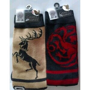 Game Of Thrones House Targaryen Crew Socks Shoe Size 6-12 HBO Lot Of 2 New